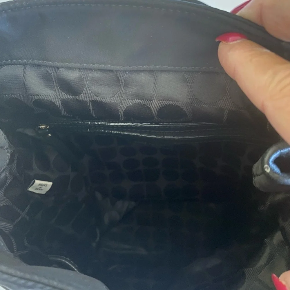 kate spade black nylon leather trim backpack